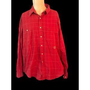 Tommy‎ Hilfiger Mens XL Red Plaid Front Button Long Sleeve Shirt